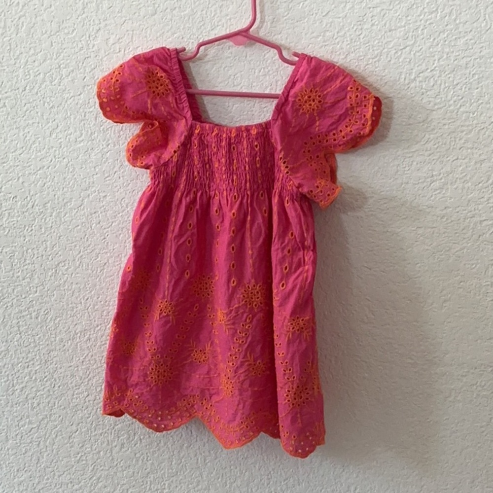 Zara Pink and Orange Eyelet Dress Size 3T